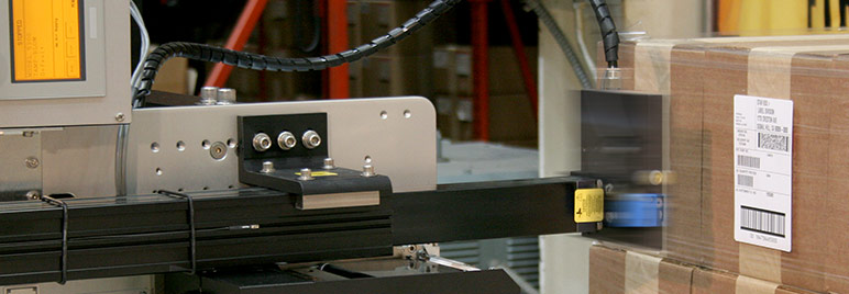 Model 5300 Tamp-Blow Pallet label printer applicator